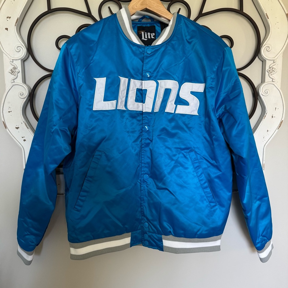 NFL DETROIT LIONS Miller Lite Men’s or Women’s Large Jacket - Blue